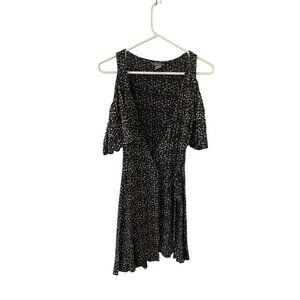 Angie Women's Cold Shoulder Wrap V Neck Floral Dress - Medium